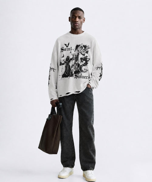 TheNixa Men's white Printed Full sleeve t-shirt